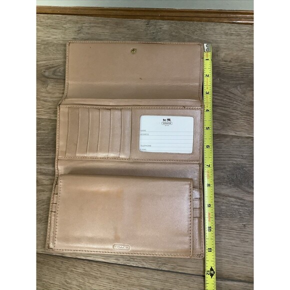 Vintage COACH Wallet Tri-Fold Chckbk Cover Clutch SOFT Leather Tan - Picture 3 of 8